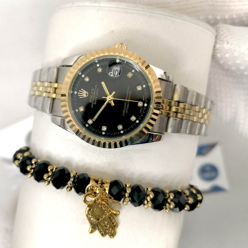 IMG 20200813 153703 - Reproduction Montre Rolex Date Just Dorée Fond Noir