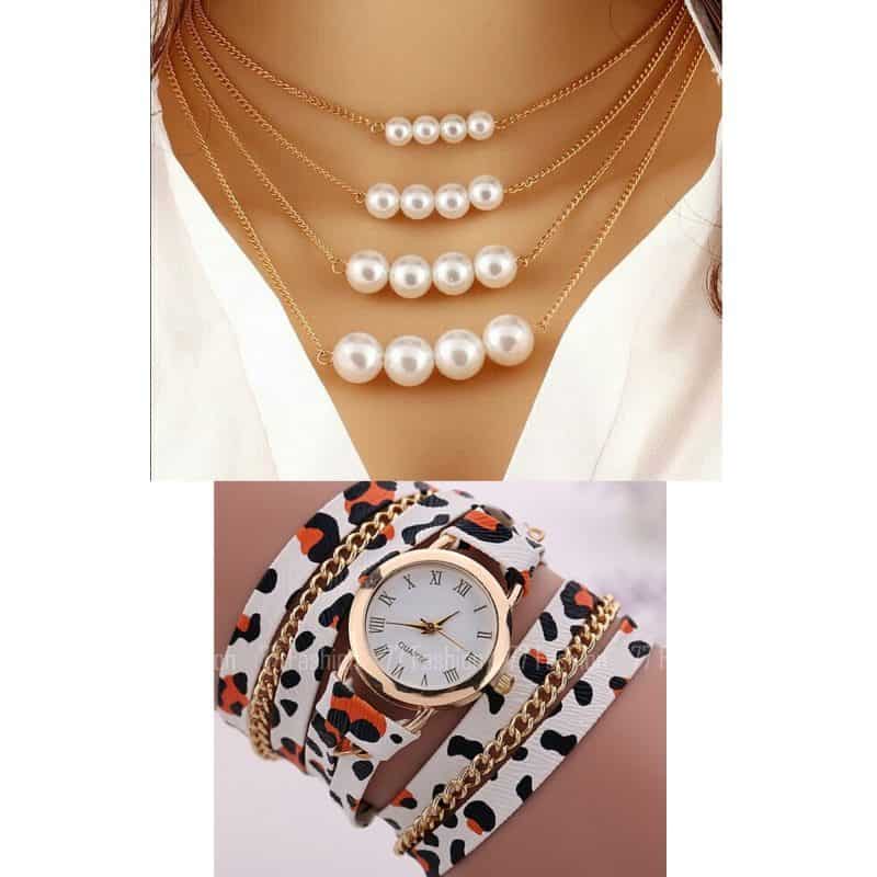 Montre Bracelet + Collier perles X3
