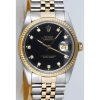 rolex datejust gold steel black prong diamond dial 16013 holes jubilee watch chest g