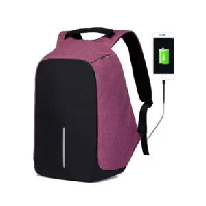 sac a dos antivol avec port usb integre couleur violet Rose 300x300 - Sac à dos Cartable anti-vol avec port de charge USB - Rose