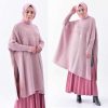 Tunique Pull longue en maille Cape Tricot Disponible en plusieurs couleurs Taille Standard couleur rose hijab