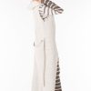 Ensemble 2 Pièces Longue Robe Tricot Rayé Gris Blanc avec Gilet - تريكو تركي أنصومبل 2 بياس ملابس maroc vente livraison