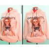 sweat capuche tissus peluche Off White solde maroc imprimé top hoodie rose