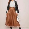 Jupe Longue Cuir MARRON Ceinture Cadeau tendance vetement MAROC