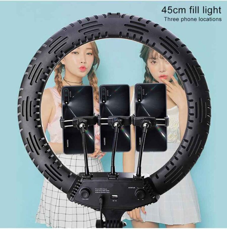 11.5 Ring Light Professionnel avec Trépied Grand, [Mise à Niveau 2023, Très Stable] 1m77/69,5 Trepied Smartphone Lumineux, Selfie LED Anneau Lumineux Lumière Réglable avec 2 Trépieds USB pour Tiktok