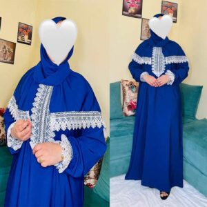 Abaya de Prière avec Châle Couleur Bleu عباية صلاة بالشال لون ازرق 3abaya maroc top 3abaya bleu ciel top1
