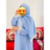 Abaya de Priere avec Chale Couleur Cyan عباية صلاة بالشال لون سماوي maroc ramadan tarawih 3abaya
