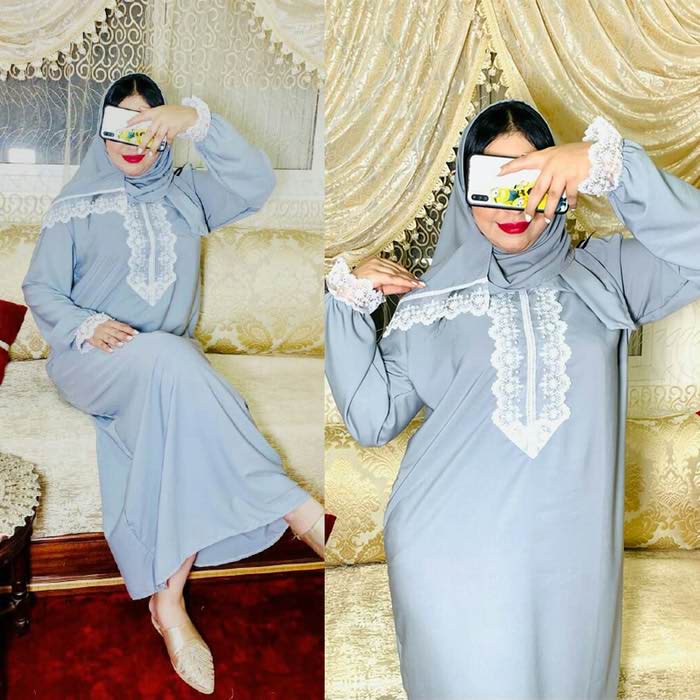 Abaya de Priere avec Chale Couleur Gris عباية صلاة بالشال لون رمادي Tarawih yop ramadan