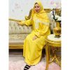 Abaya de Priere avec Chale Couleur Jaune عباية صلاة بالشال لون اصفر Tarawih top maroc