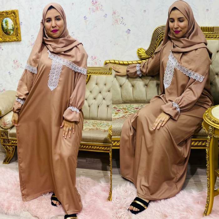 Abaya de Priere avec Chale Couleur Marron عباية صلاة بالشال لون بني Tarawih maroc ramadan top 1