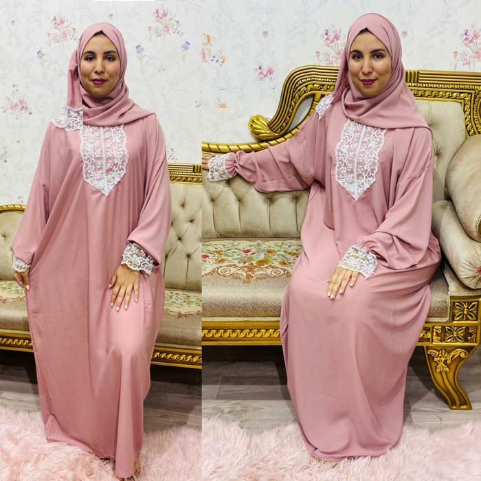 Abaya de Prière avec Châle Couleur Rose عباية صلاة بالشال لون Tarawih maroc top ide confortable image