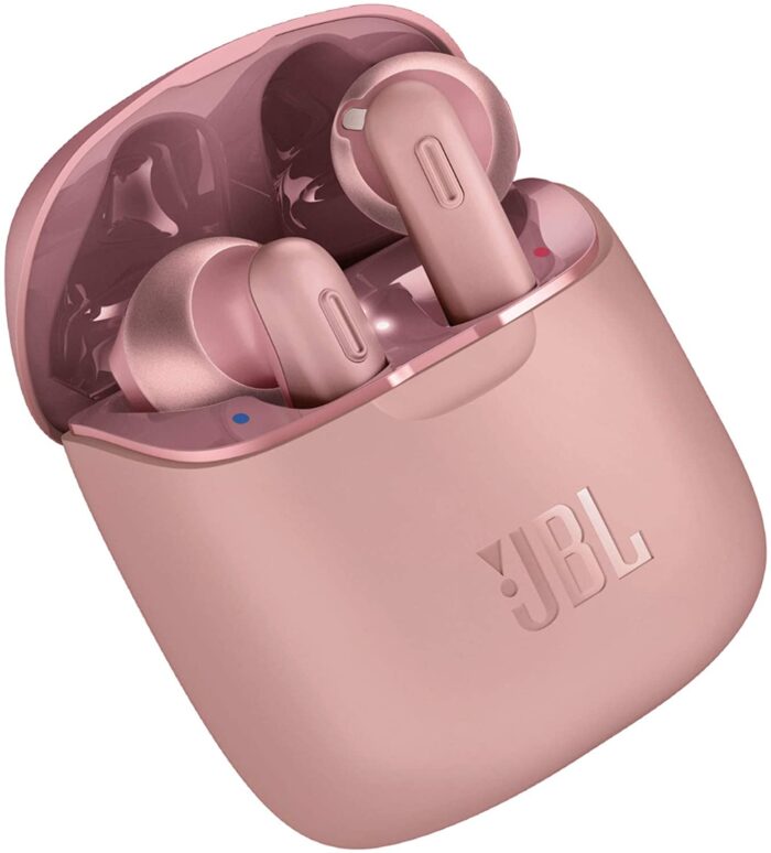 JBL – Ecouteurs Sans fil Bluetooth Bass Tune T220 TWS سماعات بلوتوث الغني عن التعريف Couleur Rose empreinte maroc casablanca casque rose rabat prix earpods