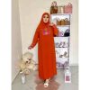 Jellaba Abaya elegante avec Chale Tissus Crepe Rosa Taille Standard جلابة عباية شال توب كريب روزا المزيان marocaine orange