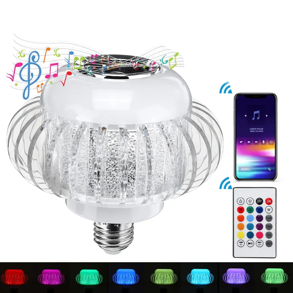 Lampe LED Colorée Musicale Ampoule Bluetooth haut-parleur éclairage de fête موسيقى مصباح لمبة بلوتوث