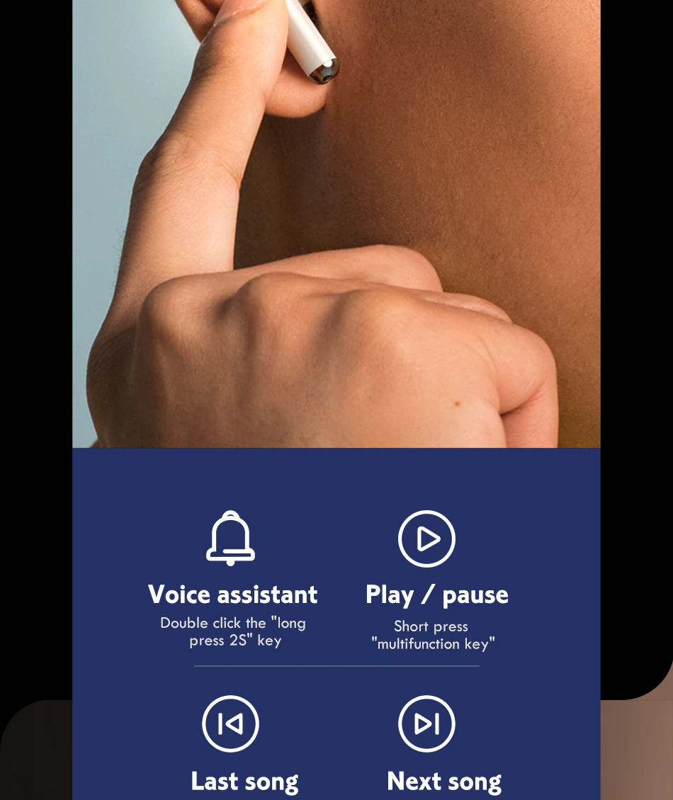 Lenovo Ecouteurs sans fil Livepods LP1 TWS Bluetooth 5.0 double stéréo réduction du bruit Tactile Android IOS سماعات أصلية بلوتوث play pause