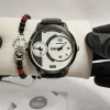 Montre DIESEL 2 Moteurs Cuir Noir avec Bracelet Cadeau prix solde maroc cadeau