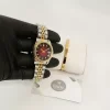 Montre Rolex Date juste Dore interieur Rouge avec Bracelet Cartier maroc prix promotion femme