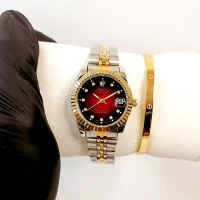 Montre Rolex Date juste Dore interieur Rouge avec Bracelet Cartier maroc prix promotion solde casablanca 200x200 - Accueil