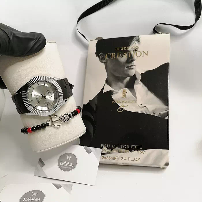 Montre Rolex Homme Oyster Perpetual Datejust + Parfum Eau De Toilette Création + Bracelet maroc magana prix
