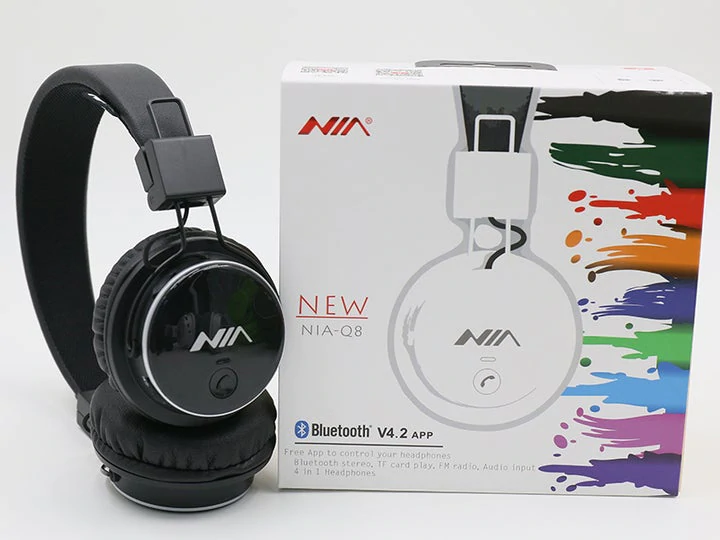 Nia Casque Q8 Original Bluetooth Android IOS Avec Lecteur Micro SD FM Radio Micro intégré - couleur Noir سماعة بلوتوث maroc casablanca hd gaming top