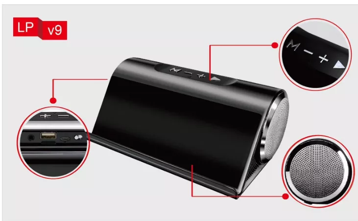 Wireless Speaker LP-V9 haut parleur Sans Fil bluetooth Subwoofer Super bass Radio FM Usb Micro SD Aux مكبر صوت prix maroc