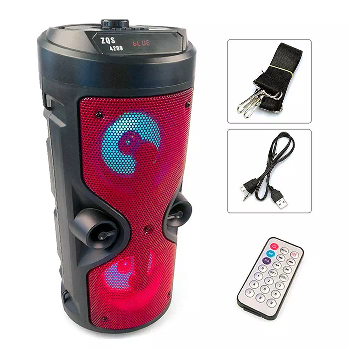 Grand Haut Parleur Bluetooth MP3 USB Radio FM BT Speaker ZQS Rouge maroc prix solde indication Telecommande