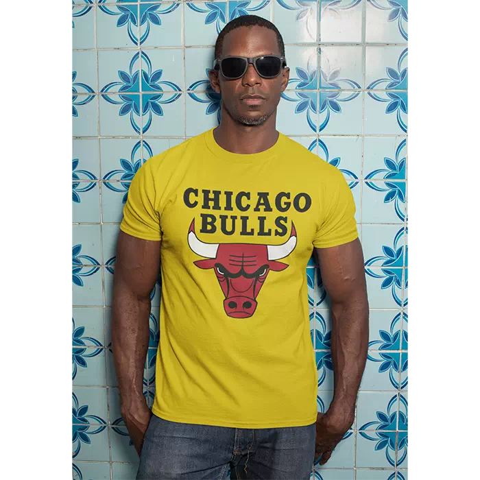 T-shirt Chicago Bulls NBA Homme Couleur Gold jaune prix solde maroc marocain été chic