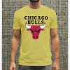 T shirt Chicago Bulls NBA Homme Couleur Gold jaune prix solde maroc marocain ete promo