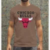 T-shirt Chicago Bulls NBA Homme Couleur Marron Maroc prix solde été tshirt sayf rjal slip promo
