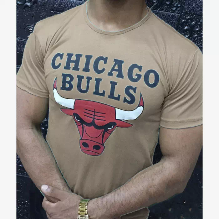 T shirt Chicago Bulls NBA Homme Couleur Marron Maroc prix solde ete tshirt sayf rjal slip top - T-shirt Chicago Bulls NBA Homme Couleur Marron
