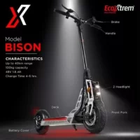 Trottinette scooter électrique maroc Bison EcoXtrem 800W puissante Gris Argenté prix casablanca kenitra
