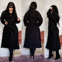 jellaba femme chaude hiver marocaine mekhzania chic taille standard noir casablanca rabat tanger khouribga fes marrakech prix maroc promo