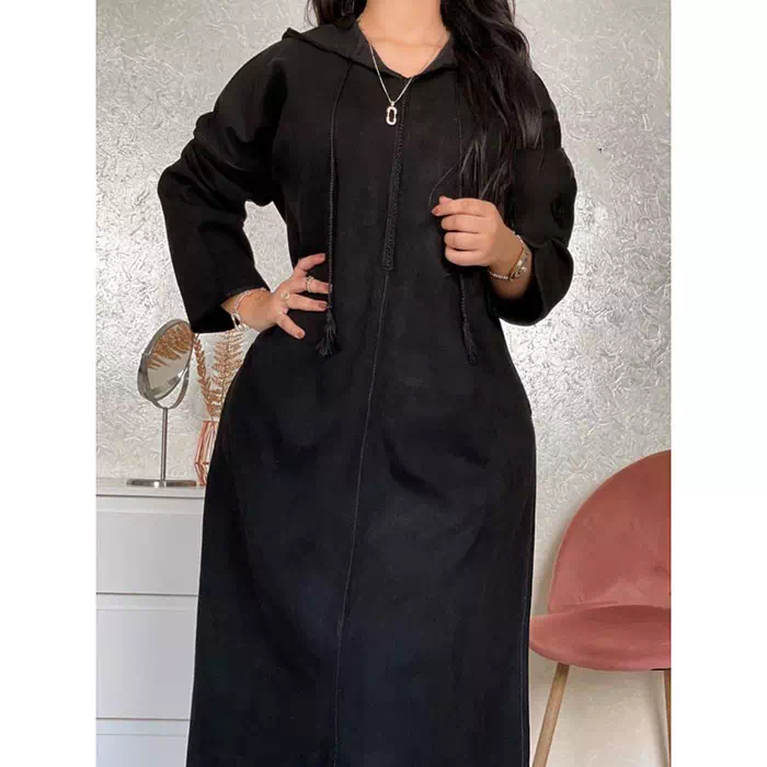 jellaba femme chaude hiver marocaine mekhzania chic taille standard noir casablanca rabat tanger khouribga fes marrakech prix