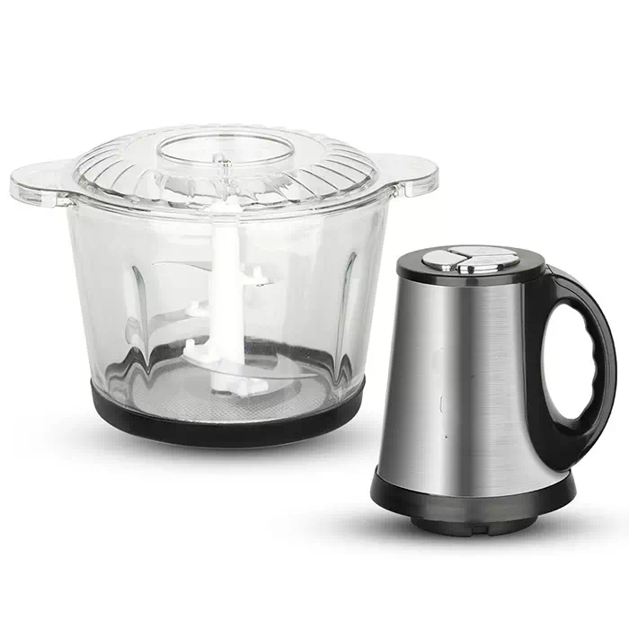 Hachoir Électrique Robot Culinaire 400W - 2 Bols (Verre/Inox) 2 Lames 3 Vitesses Pour Viande Légumes