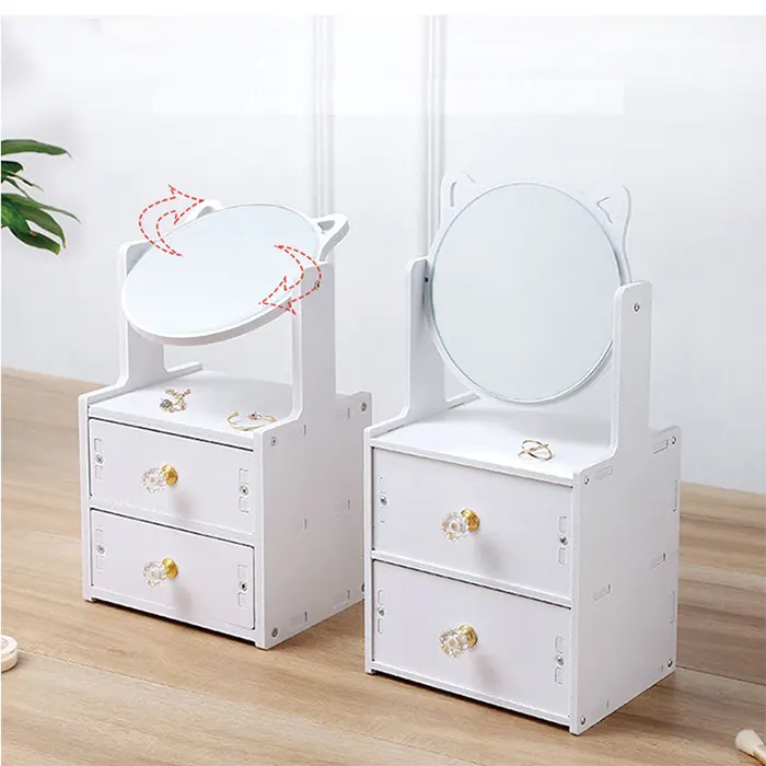 Commode tiroirs avec miroir rotatif organisateur de maquillage brosse a ongles boite de rangement de bijoux prix maroc