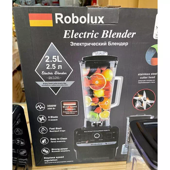 Robolux Blender maroc prix Robot Mixeur Puissant 3500W 15 Vitesses 2 Bols Incassable Presse agrumes Cafe cereales Noir solde promo marjane