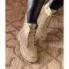 bottine chaussure femme cuir Beige marron lacet sur le coté chic livraison gratuite tout le maroc beige prix solde casapblanca agadir