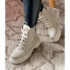 bottine chaussure femme cuir Beige marron lacet sur le coté chic livraison gratuite tout le maroc beige prix solde rabat