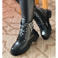 bottine chaussure femme cuir noir lacet sur le coté chic livraison gratuite tout le maroc promo solde