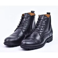 chaussure bottine homme noir 001 classique cuir vrai solde promotion maroc