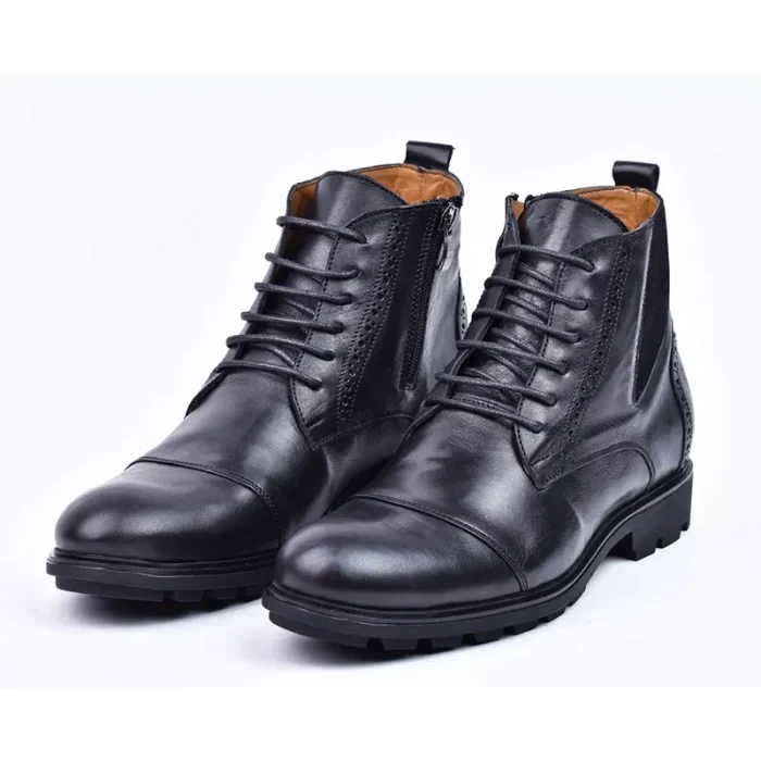 chaussure bottine homme noir 001 classique cuir vrai solde promotion maroc