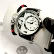 Montre DIESEL 2 Moteurs Cuir Noir avec Bracelet Cadeau prix solde maroc cadeau homme